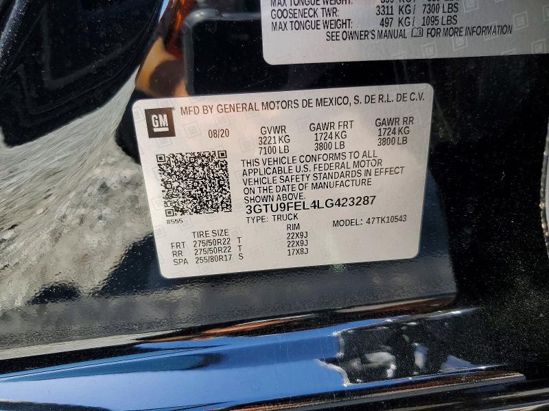 51413136 :رقم المزاد ، 3GTU9FEL4LG423287 vin ، 2020 Gmc Sierra مزاد بيع
