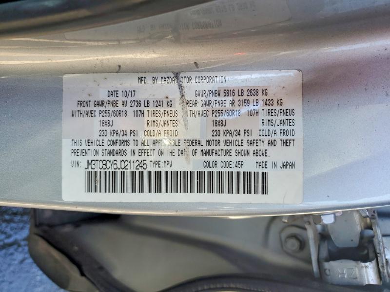 51523756 :رقم المزاد ، JM3TCBCY6J0211245 vin ، 2018 Mazda Cx-9 مزاد بيع