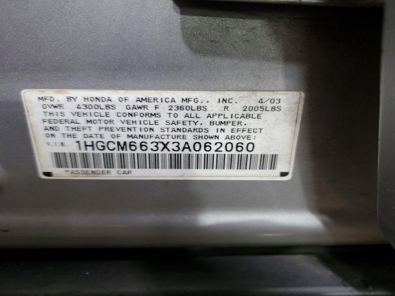 Продажа на аукционе авто 2003 Honda Accord, vin: 1HGCM663X3A062060, номер лота: 50783906