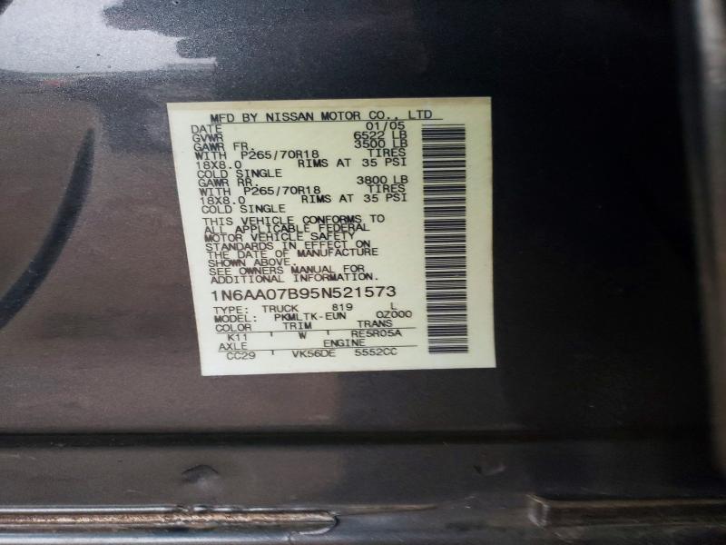 Продажа на аукционе авто 2005 Niss Titan Xe, vin: 1N6AA07B95N521573, номер лота: 51622206
