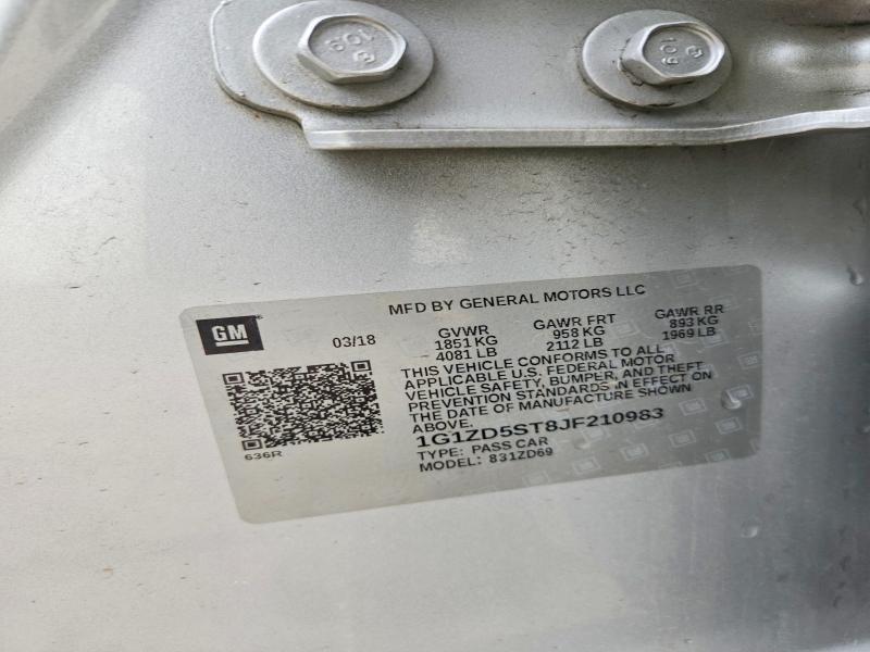 Aukcja sprzedaży 2018 Chevrolet Malibu, vin: 1G1ZD5ST8JF210983, numer aukcji: 48682556