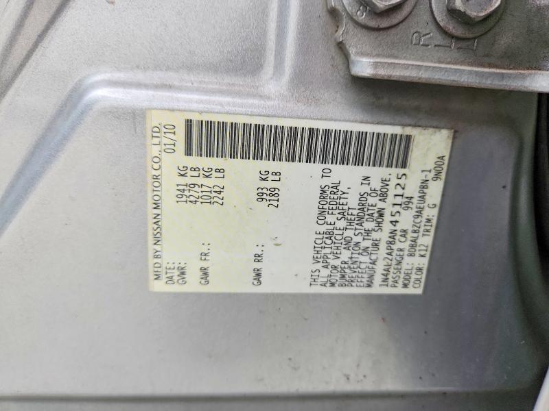 51560376 :رقم المزاد ، 1N4AL2AP8AN451125 vin ، 2010 Nissan Altima مزاد بيع