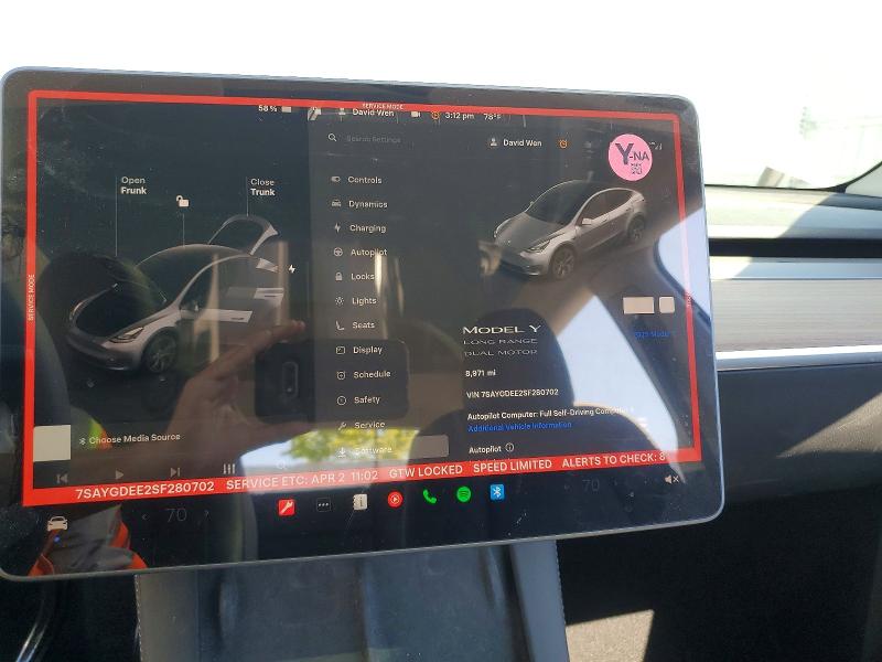 Aukcja sprzedaży 2025 Tesla Model Y, vin: 7SAYGDEE2SF280702, numer aukcji: 48428586