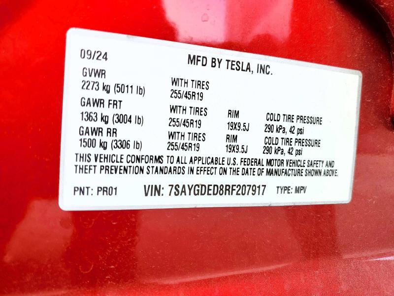 Aukcja sprzedaży 2024 Tesla Model Y, vin: 7SAYGDED8RF207917, numer aukcji: 51500896