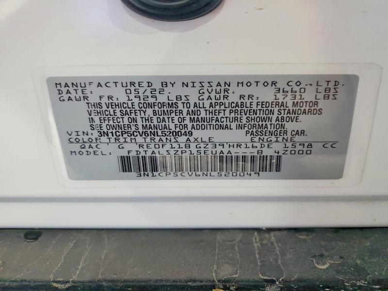 Aukcja sprzedaży 2022 Nissan Kicks, vin: 3N1CP5CV6NL520049, numer aukcji: 52105296
