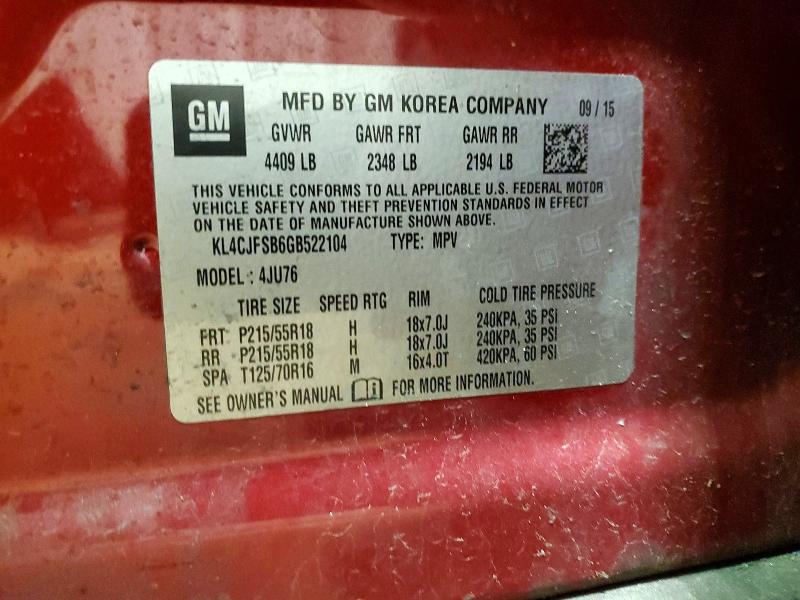 Aukcja sprzedaży 2016 Buick Encore, vin: KL4CJFSB6GB522104, numer aukcji: 48858316