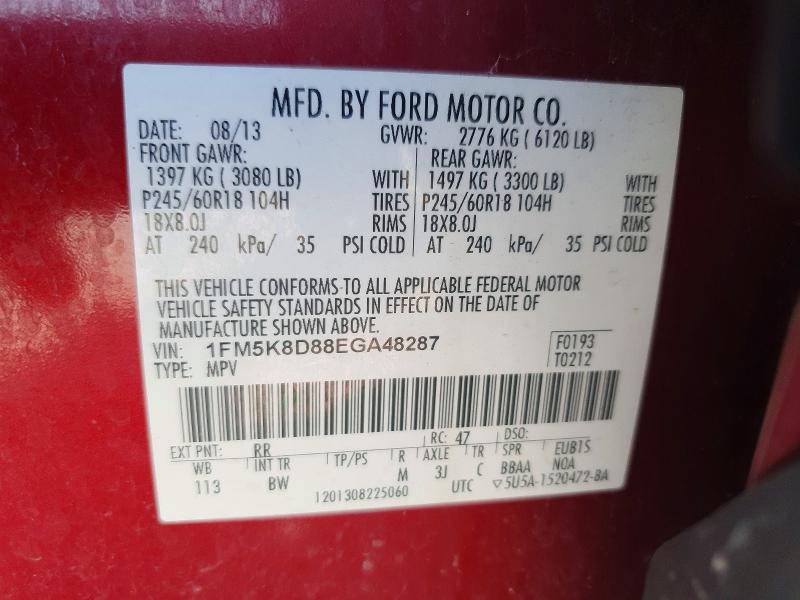 Aukcja sprzedaży 2014 Ford Explorer, vin: 1FM5K8D88EGA48287, numer aukcji: 48545146
