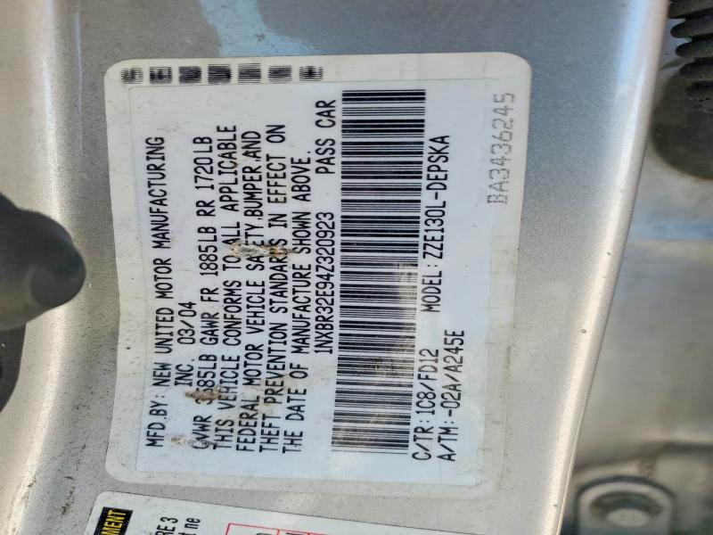 Продажа на аукционе авто 2004 Toyota Corolla, vin: 1NXBR32E94Z320923, номер лота: 48970496