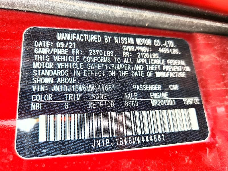 2021 Nissan Rogue Sport მანქანა იყიდება აუქციონზე, vin: JN1BJ1BW6MW444681, აუქციონის ნომერი: 50409786