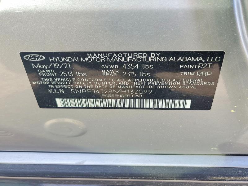 47862446 :رقم المزاد ، 5NPEJ4J28MH132099 vin ، 2021 Hyundai Sonata مزاد بيع