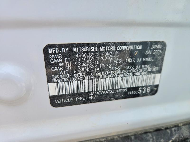 2025 Mitsubishi Eclipse Cross მანქანა იყიდება აუქციონზე, vin: JA4ATWAA7SZ046195, აუქციონის ნომერი: 51645666