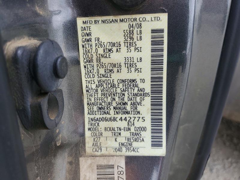 Продажа на аукционе авто 2008 Nissan Frontier, vin: 1N6AD06U68C442775, номер лота: 48462216