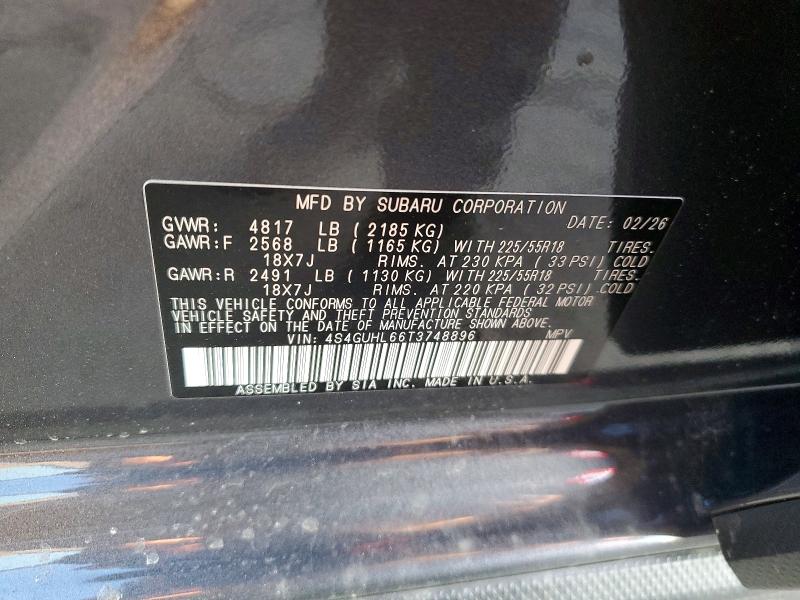 2026 Subaru Crosstrek მანქანა იყიდება აუქციონზე, vin: 4S4GUHL66T3748896, აუქციონის ნომერი: 48746096