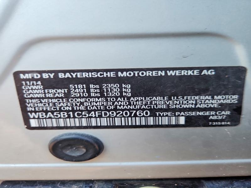 2015 Bmw 535 მანქანა იყიდება აუქციონზე, vin: WBA5B1C54FD920760, აუქციონის ნომერი: 49653296