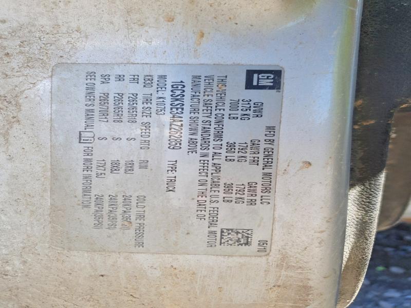 Aukcja sprzedaży 2010 Chevrolet Silverado, vin: 1GCSKSE34AZ262859, numer aukcji: 50061986