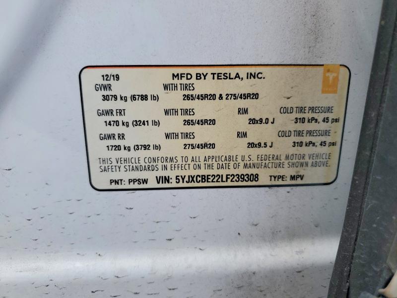 Продажа на аукционе авто 2020 Tesla Model X, vin: 5YJXCBE22LF239308, номер лота: 49454726