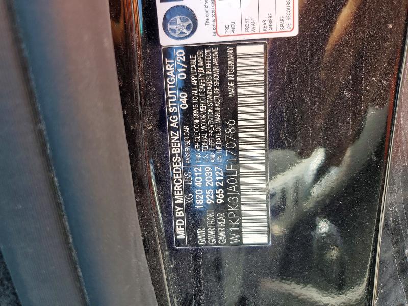 2020 Mercedes-benz Slc მანქანა იყიდება აუქციონზე, vin: W1KPK3JA0LF170786, აუქციონის ნომერი: 51656316