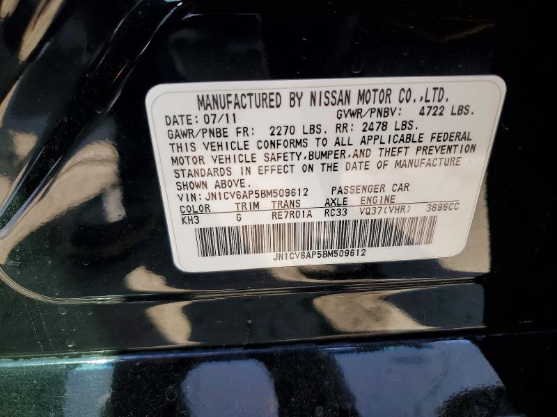 Aukcja sprzedaży 2011 Infiniti G37 Sedan, vin: JN1CV6AP5BM509612, numer aukcji: 49474976