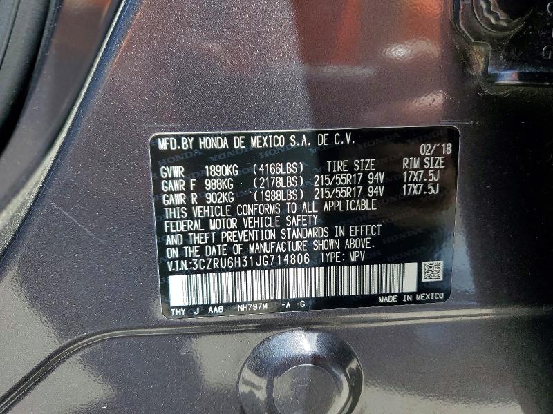 Продажа на аукционе авто 2018 Honda Hr-v, vin: 3CZRU6H31JG714806, номер лота: 51263686