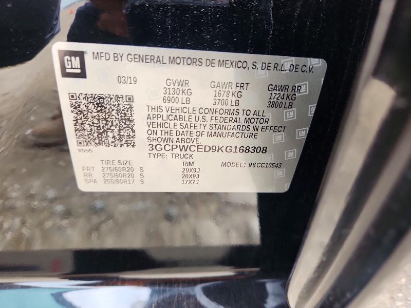 49593766 :رقم المزاد ، 3GCPWCED9KG168308 vin ، 2019 Chevrolet Silverado مزاد بيع
