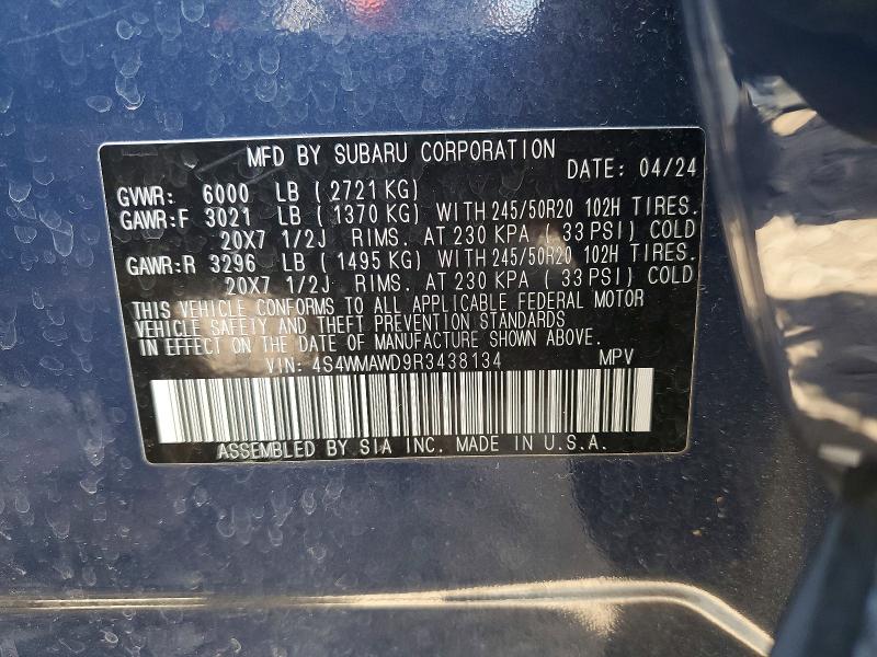 50061386 :رقم المزاد ، 4S4WMAWD9R3438134 vin ، 2024 Subaru Ascent مزاد بيع
