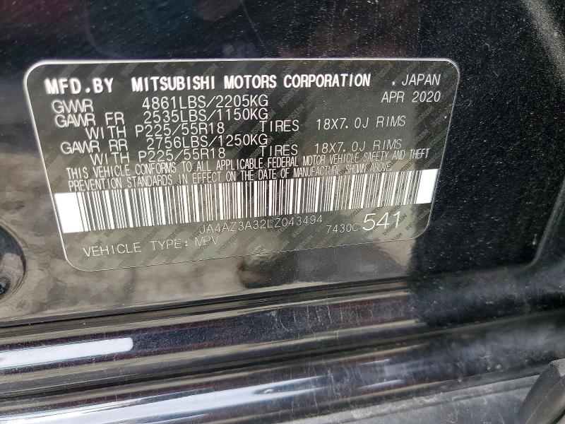 Продаж на аукціоні авто 2020 Mitsubishi Outlander, vin: JA4AZ3A32LZ043494, номер лоту: 49675986