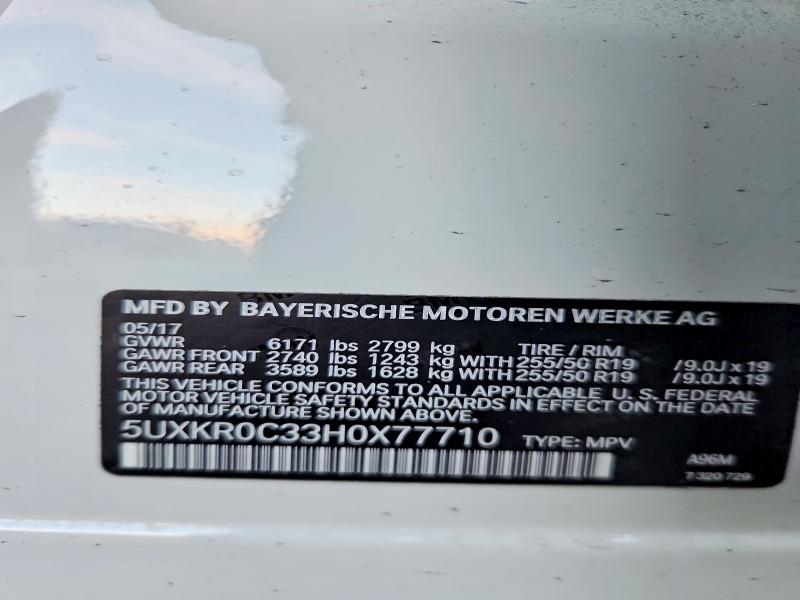 50735426 :رقم المزاد ، 5UXKR0C33H0X77710 vin ، 2017 Bmw X5 مزاد بيع