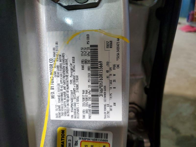 2013 Ford Fusion მანქანა იყიდება აუქციონზე, vin: 3FA6P0H76DR155669, აუქციონის ნომერი: 50782436
