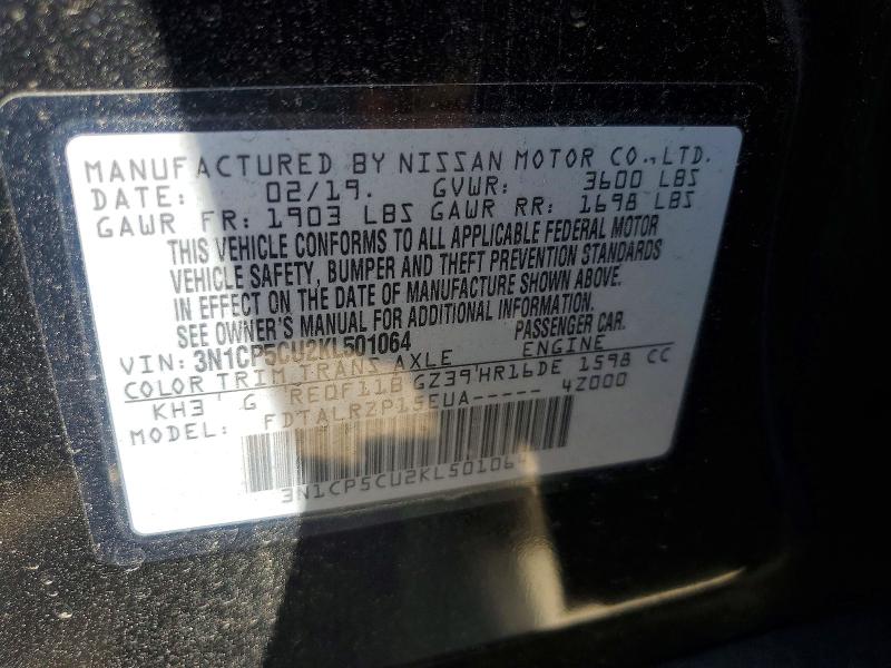 Auction sale of the 2019 Nissan Kicks, vin: 3N1CP5CU2KL501064, lot number: 49099076
