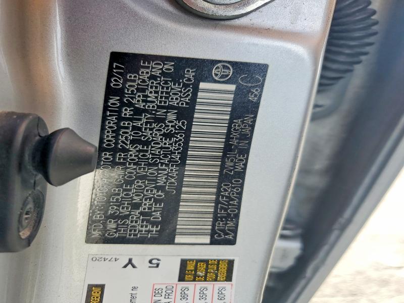 Auction sale of the 2017 Toyota Prius, vin: JTDKARFU4H3536125, lot number: 51376256