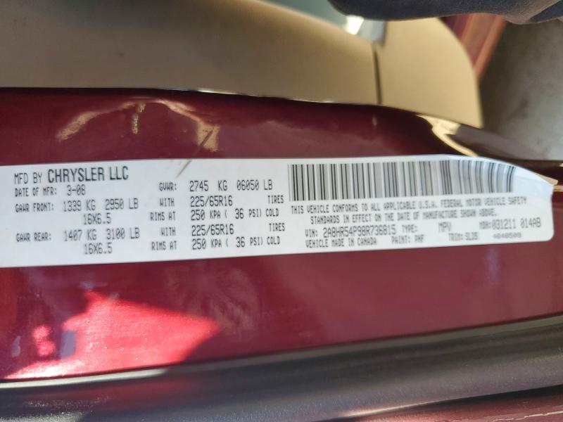 50530006 :رقم المزاد ، 2A8HR54P98R736815 vin ، 2008 Chrysler Town & Country مزاد بيع