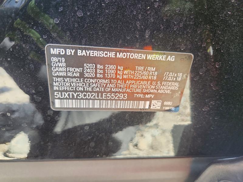 Продаж на аукціоні авто 2020 Bmw X3, vin: 5UXTY3C02LLE55293, номер лоту: 49050266