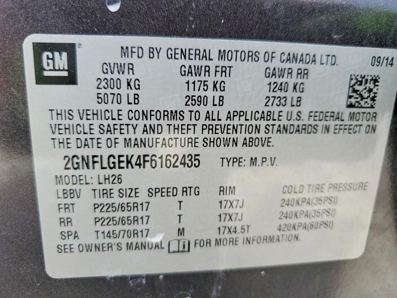 Aukcja sprzedaży 2015 Chevrolet Equinox, vin: 2GNFLGEK4F6162435, numer aukcji: 50365306