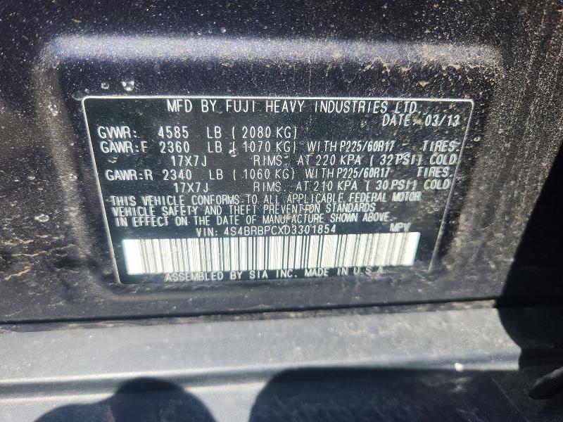 Aukcja sprzedaży 2013 Subaru Outback, vin: 4S4BRBPCXD3301854, numer aukcji: 50911596