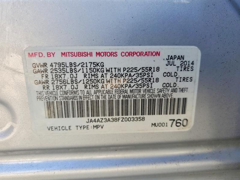Продаж на аукціоні авто 2015 Mitsubishi Outlander, vin: JA4AZ3A38FZ003358, номер лоту: 49186816
