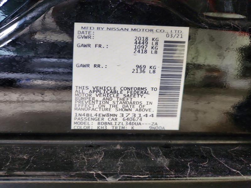 49283676 :رقم المزاد ، 1N4BL4EW8MN373144 vin ، 2021 Nissan Altima مزاد بيع