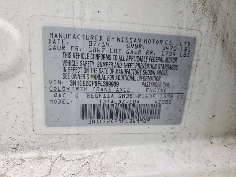 51718586 :رقم المزاد ، 3N1CE2CP9FL369909 vin ، 2015 Nissan Versa مزاد بيع