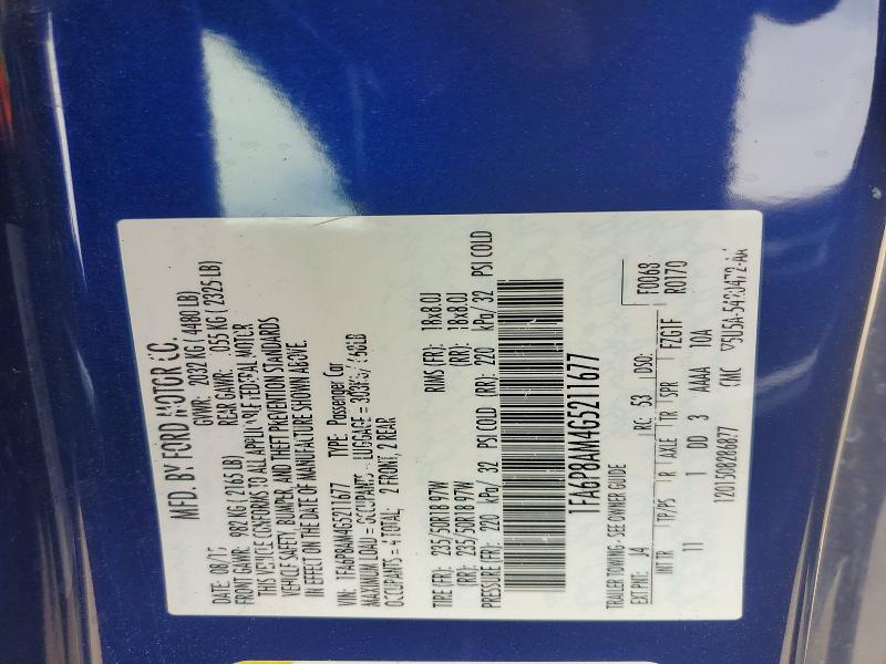 Aukcja sprzedaży 2016 Ford Mustang, vin: 1FA6P8AM4G5211677, numer aukcji: 49988006