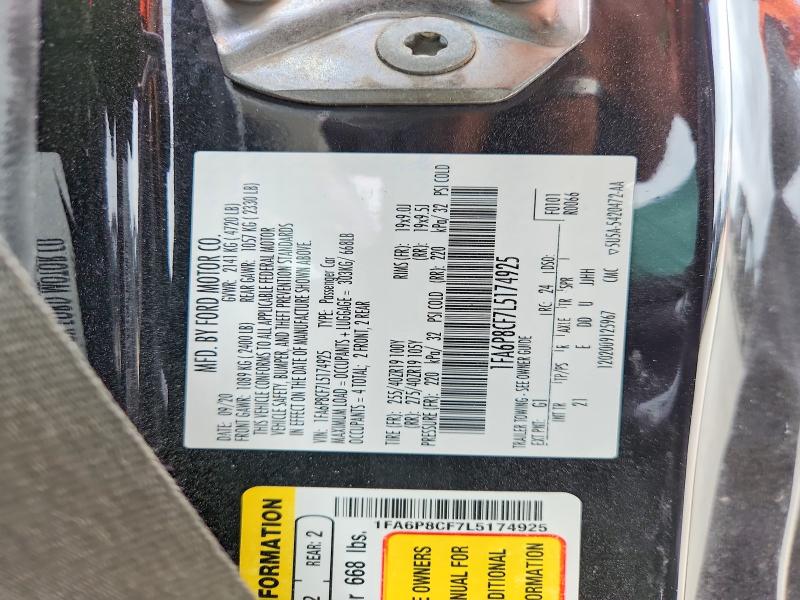 Продажа на аукционе авто 2020 Ford Mustang, vin: 1FA6P8CF7L5174925, номер лота: 51156856