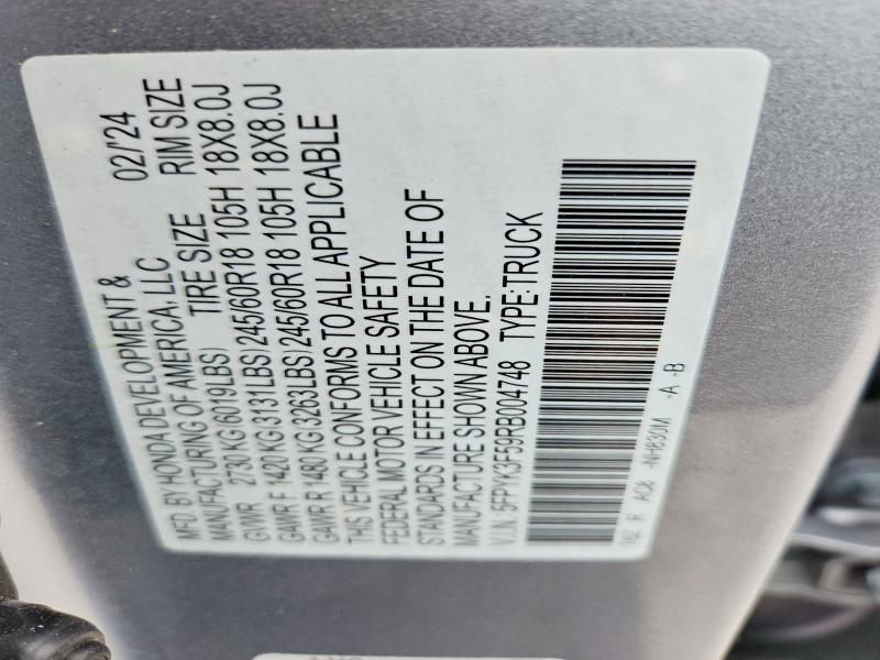 49756386 :رقم المزاد ، 5FPYK3F59RB004748 vin ، 2024 Honda Ridgeline مزاد بيع
