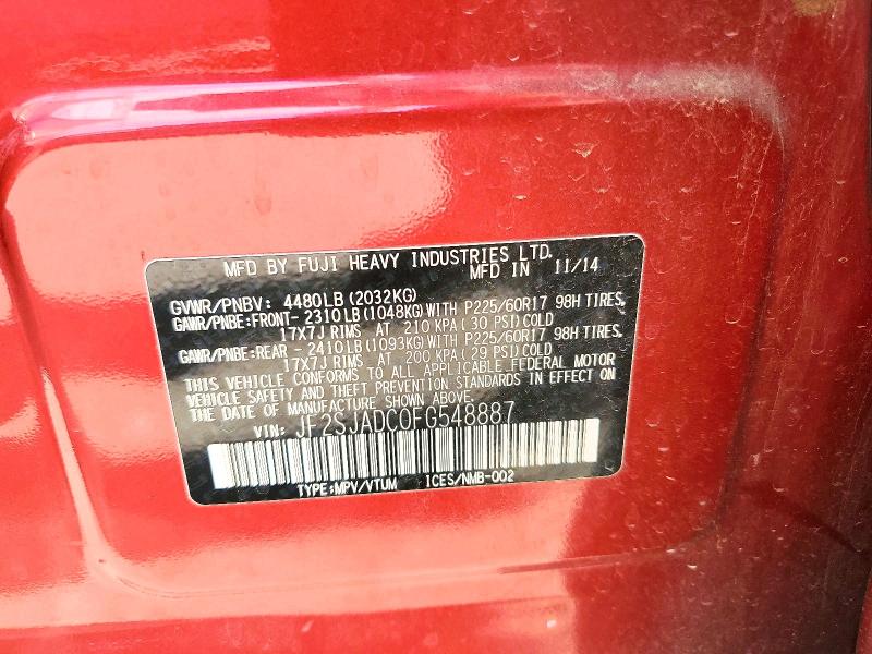 Aukcja sprzedaży 2015 Subaru Forester, vin: JF2SJADC0FG548887, numer aukcji: 50370586