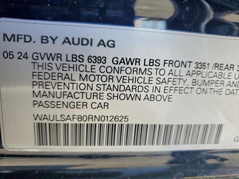 48603306 :رقم المزاد ، WAULSAF80RN012625 vin ، 2024 Audi S8 مزاد بيع