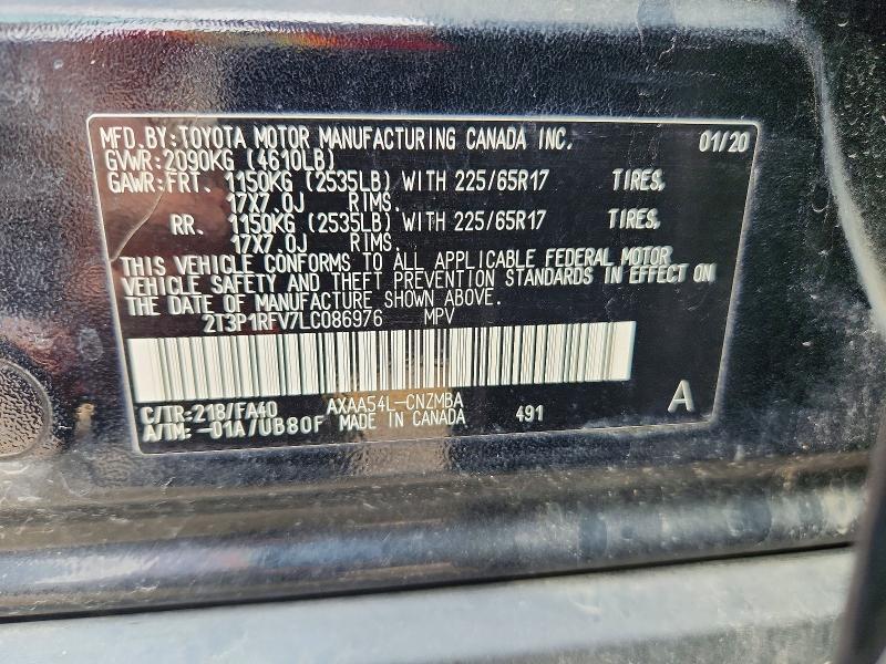 Auction sale of the 2020 Toyota Rav4, vin: 2T3P1RFV7LC086976, lot number: 48510336