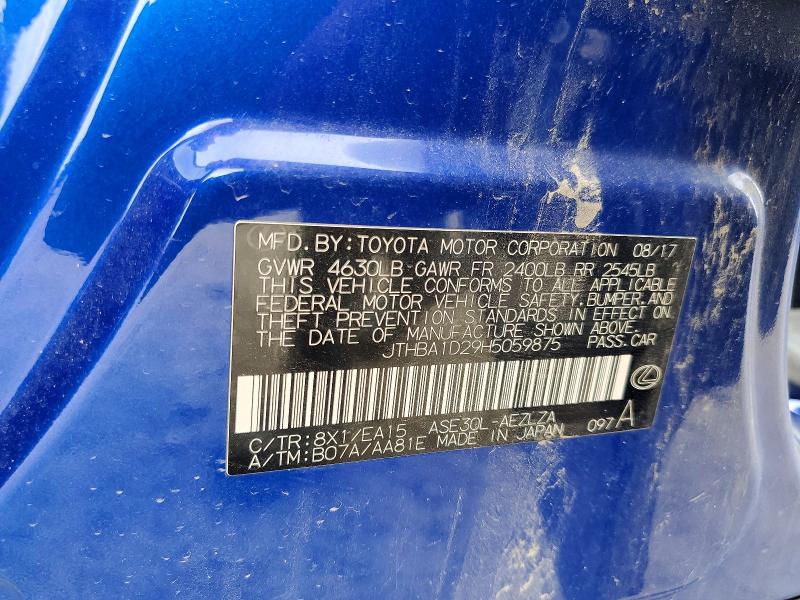 Aukcja sprzedaży 2017 Lexus Is 200t, vin: JTHBA1D29H5059875, numer aukcji: 50223966
