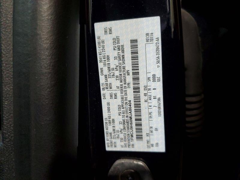 Aukcja sprzedaży 2021 Ford Escape, vin: 1FMCU9H60MUA86404, numer aukcji: 48430556