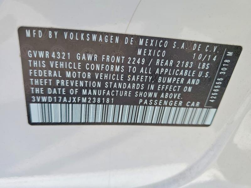 Aukcja sprzedaży 2015 Volkswagen Jetta, vin: 3VWD17AJXFM238181, numer aukcji: 49585796