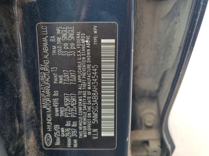 Aukcja sprzedaży 2010 Hyundai Santa Fe, vin: 5NMSG3AB8AH345445, numer aukcji: 52006976