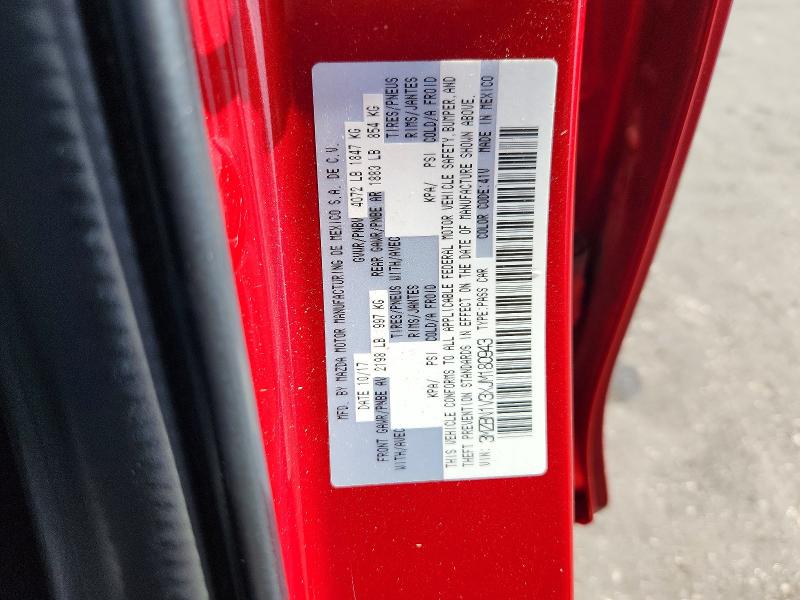 2018 Mazda 3 მანქანა იყიდება აუქციონზე, vin: 3MZBN1V3XJM180943, აუქციონის ნომერი: 50432156