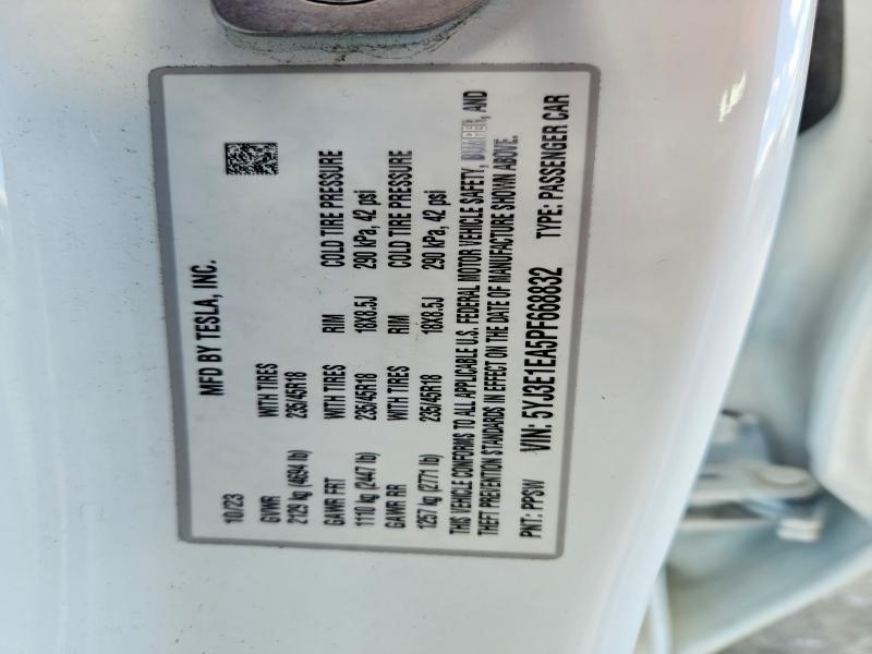 Aukcja sprzedaży 2023 Tesla Model 3, vin: 5YJ3E1EA5PF668832, numer aukcji: 79878185