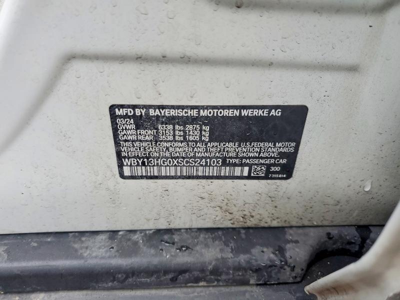 2025 Bmw I5 მანქანა იყიდება აუქციონზე, vin: WBY13HG0XSCS24103, აუქციონის ნომერი: 48138996